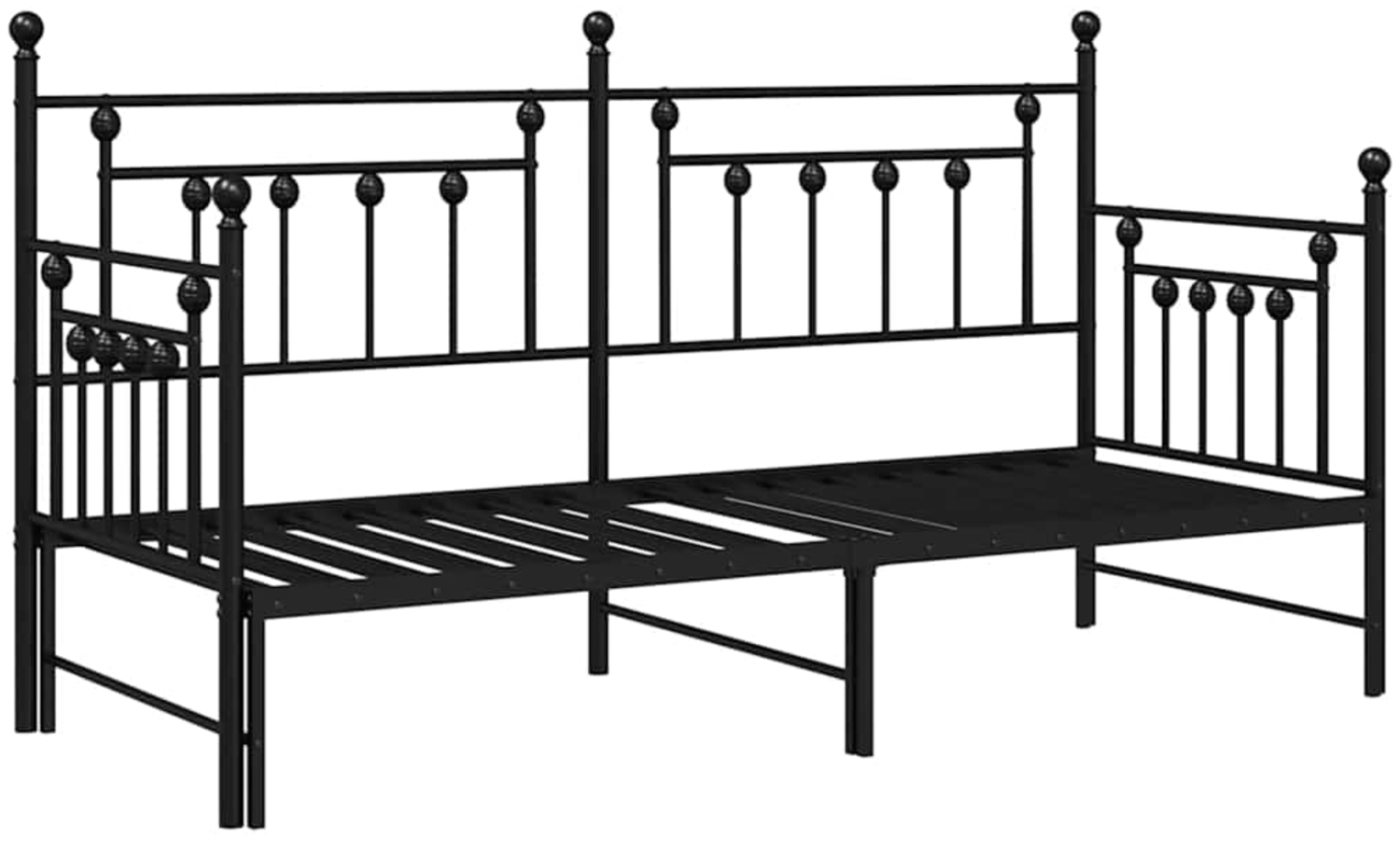 vidaXL Tagesbettrahmen mit Kopfteil Schwarz 75 x 190 cm Stahl 42002663 Bild 1