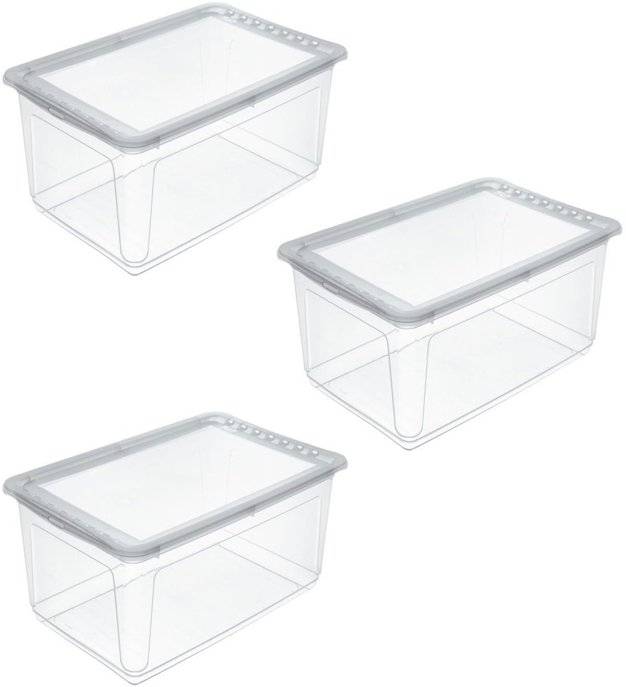 keeeper bea 3x Aufbewahrungsbox mit Air Control System, 59 x 39 x 27 cm, 43 l, Transparent Bild 1