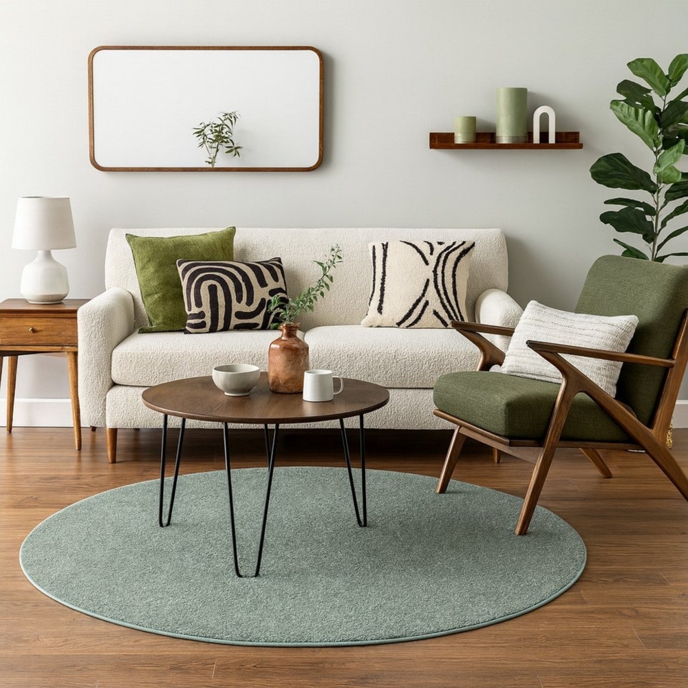 Snapstyle Veloursteppich Hochflor Velours Teppich Mona Rund, Rund, Höhe: 16 mm Bild 1