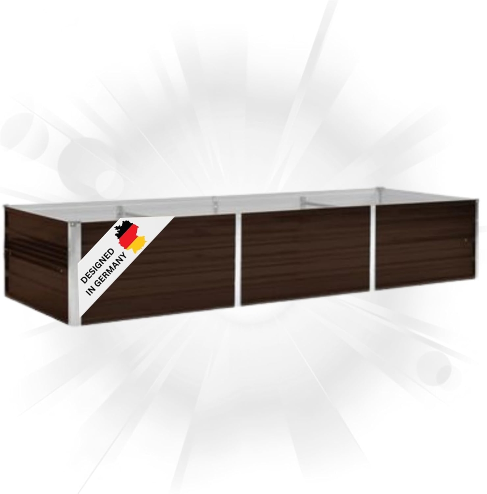 DELUKE® Hochbeet für Garten OSKAR Braun 240x80x45cm Verzinkter Stahl Hochbeet Metall Gartenbeet Kräuterbeet Blumenbeet Beet hoch Frühbeet für Garten Gemüsebeet Bild 1