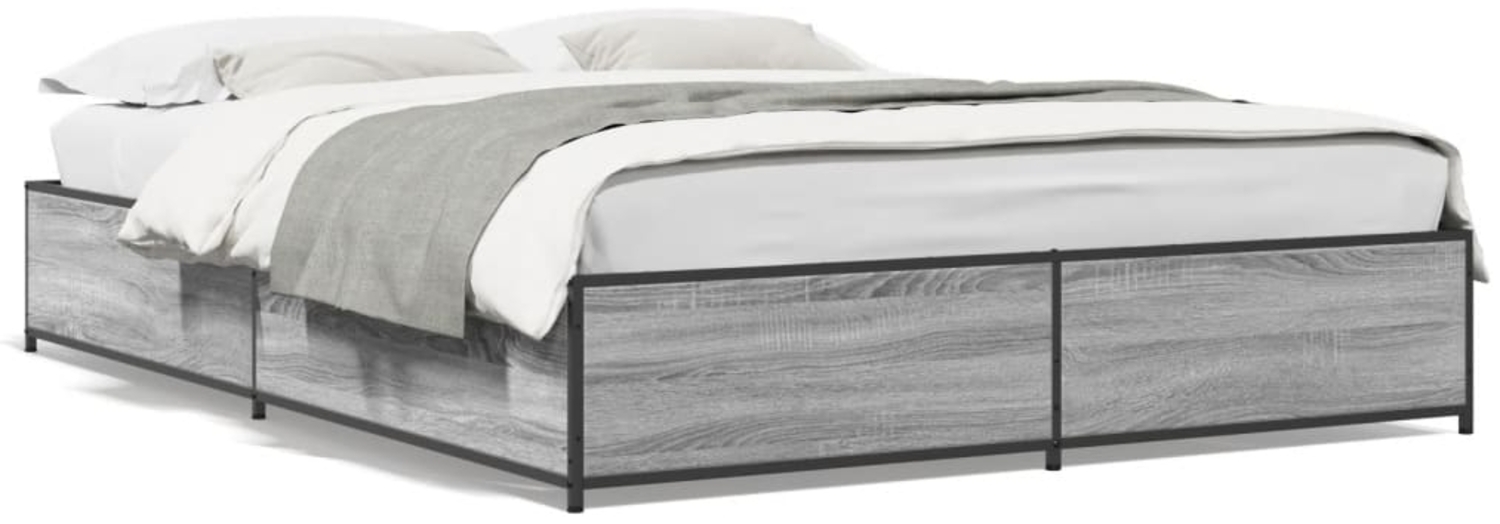 vidaXL Bettgestell Grau Sonoma 120x190 cm Holzwerkstoff und Metall 3279865 Bild 1