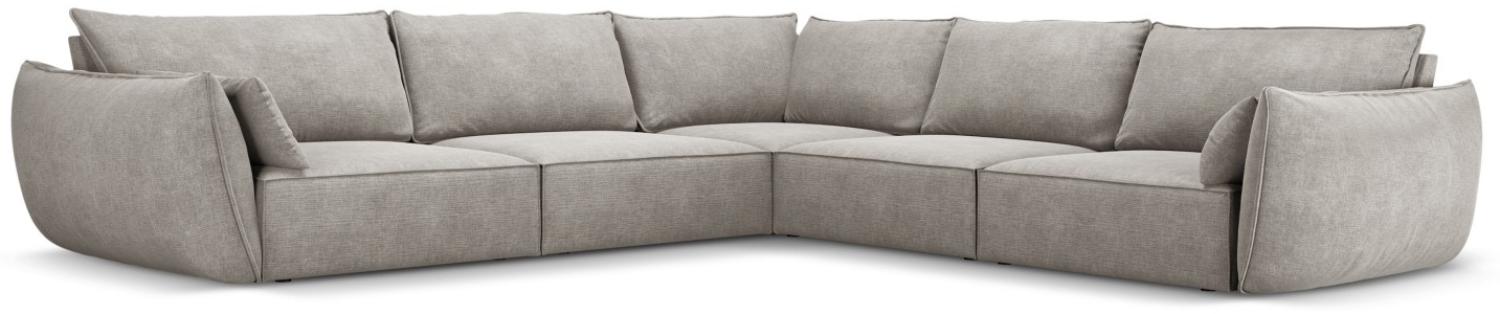 Micadoni 7-Sitzer Symmetrisches Ecksofa Kaelle | Bezug Light Grey | Beinfarbe Black Plastic Bild 1