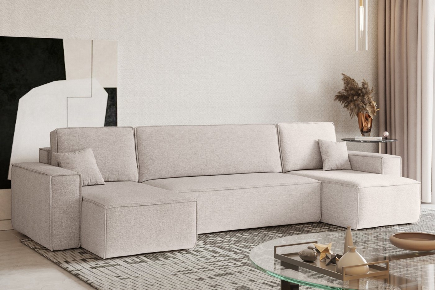 Kaiser Möbel Ecksofa mit schlaffunktion und bettkasten, Couch U-form BEST stoff Neve, Schlaffunktion, Bettzeugaufbewahrung, komfortabel Bild 1