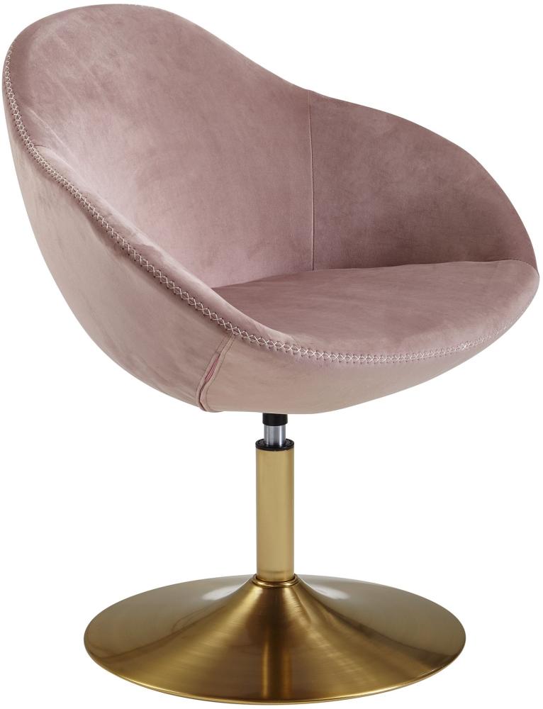 Kadima Design Loungesessel: Bequem, Drehfunktion, Trompetenfuß, 360° drehbar, Samtbezug, Polyester. Rosa, 70x70x79 cm Bild 1