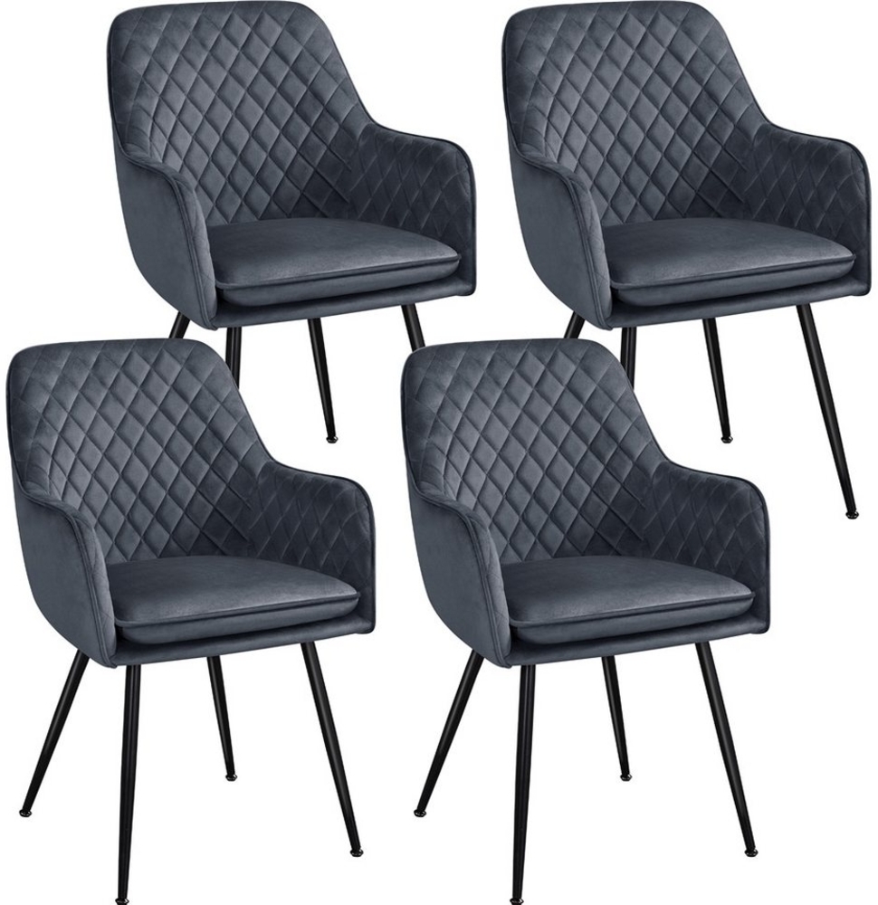 Yaheetech Esszimmerstuhl Küchenstühle (4 St), Stuhl-Set Polsterstühle mit Armlehnen und Metallbeine Bild 1