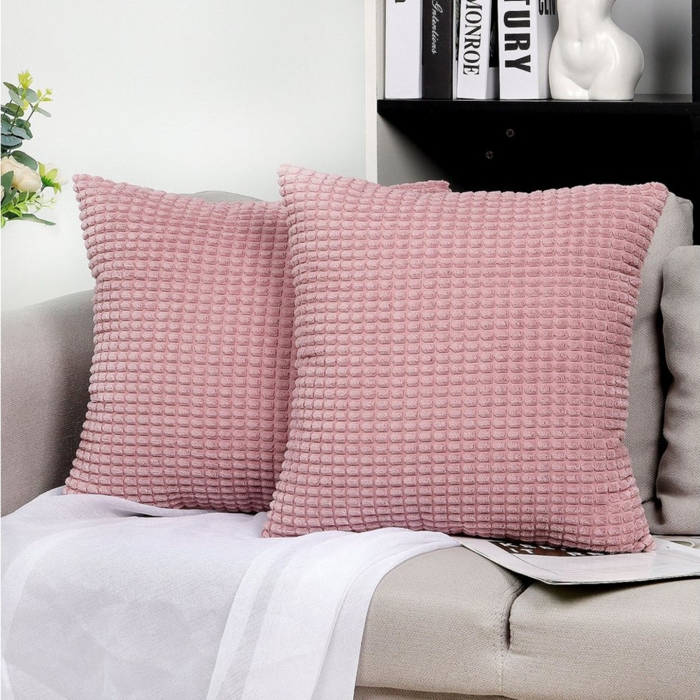 TAN. TOMI Kissenbezüge Kord Uni 2er Set Kissenbezug flauschig körnig Farbverlauf, Für Zierkissen Dekokissen Sofakissen Couchkissen vielen Farben Bild 1