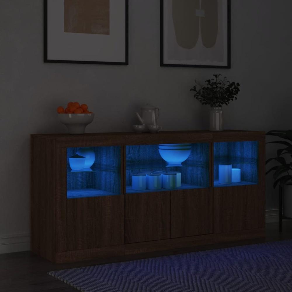 vidaXL Sideboard mit LED-Leuchten Braun Eichen-Optik 142,5x37x67 cm 3209071 Bild 1