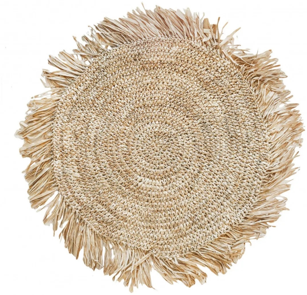 Das Fringe-Raffia Platzset Rund - Natur - Natürlich - 45x45x1cm Bild 1