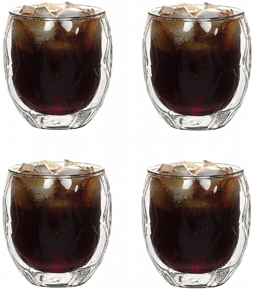 4x Trinkglas Wasserglas Glas 350ml Fußball Thermoglas Doppelwandig Schwebeefekt Bild 1