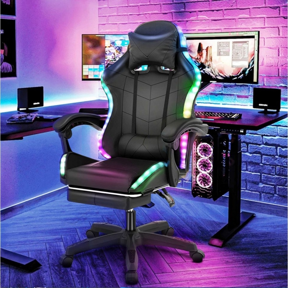 oyajia Gaming Chair Bürostuhl Ergonomischer Gaming Stuhl mit Lordosenstütze Computerstuhl, Verstellbare Massage Lendenkissen, Gamer Stuhl mit Höhenverstellbar Bild 1