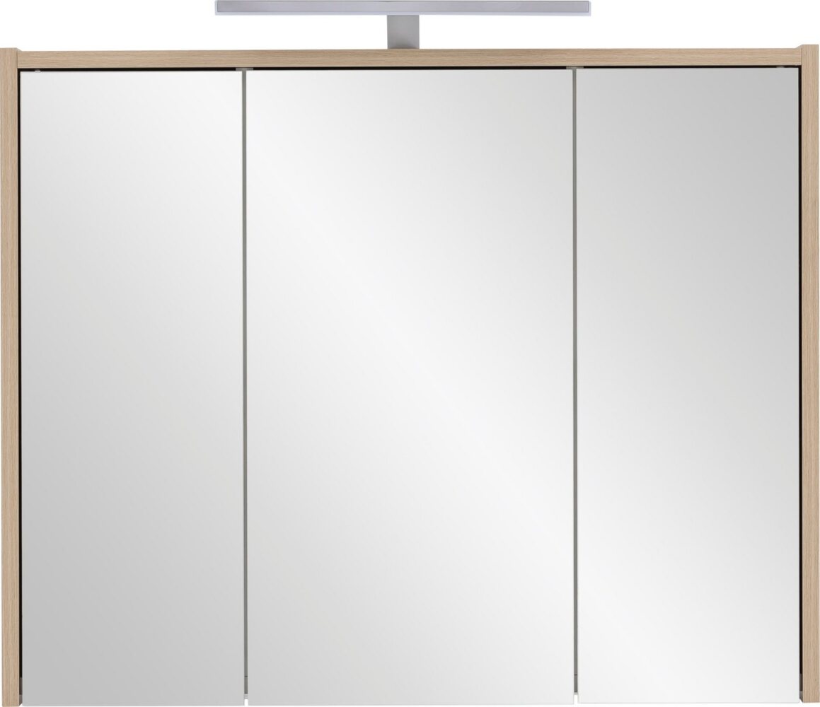 SCHILDMEYER Spiegelschrank Badezimmerschrank mit LED-Leuchte Eiche Hell 74 x 60 x 16 Bild 1