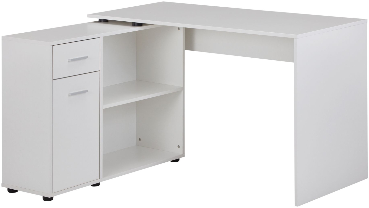 Design Eckschreibtisch mit Regal Weiß 120 x 75,5 x 106,5 cm, Moderner Büro-Schreibtisch, Computer-Tisch Arbeitszimmer, Winkelschreibtisch Home Office Bild 1