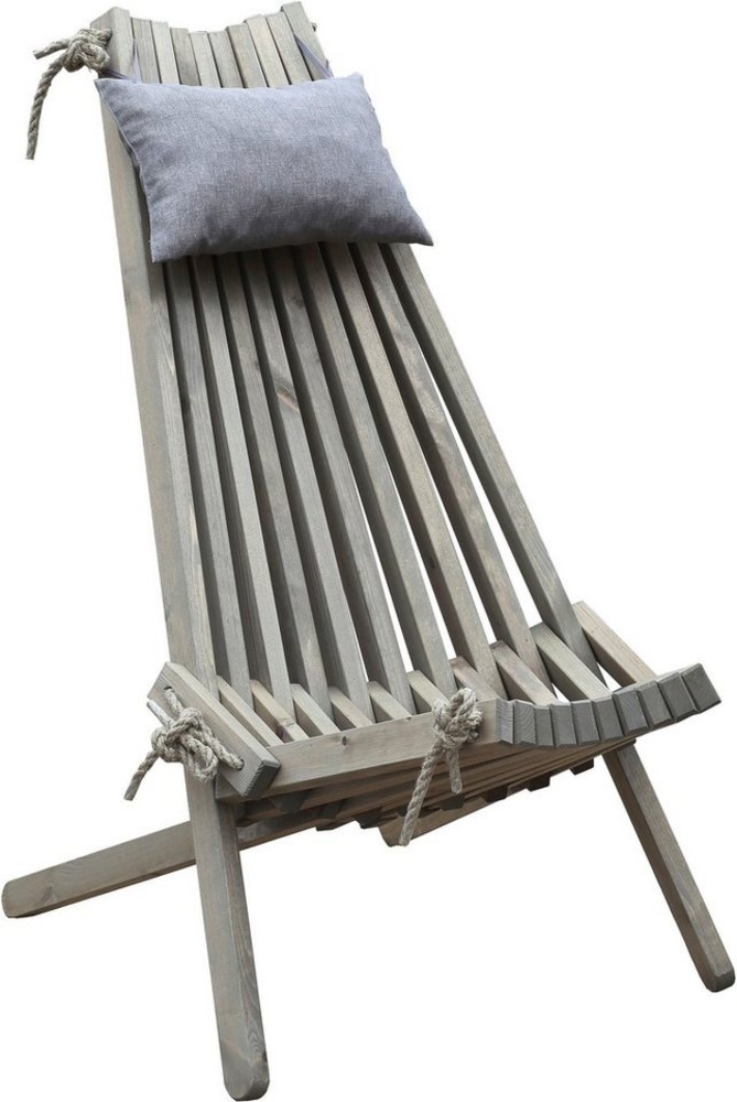 Faltbarer Gartensessel Relaxsessel FALUN Aschgrau mit Kopfkissen Bild 1