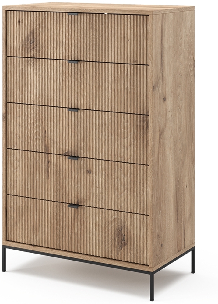 Kommode Eliza Viking Oak 76 x 120 cm mit 5 Schubladen Vicco Bild 1
