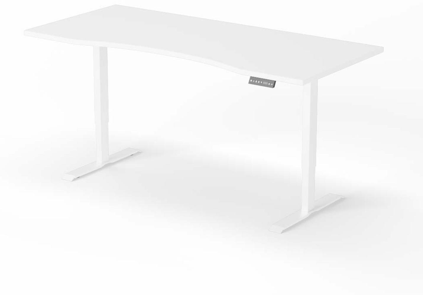 elektrisch höhenverstellbarer Schreibtisch CURVED 200 x 90 cm - Gestell Weiss, Platte Weiss Bild 1