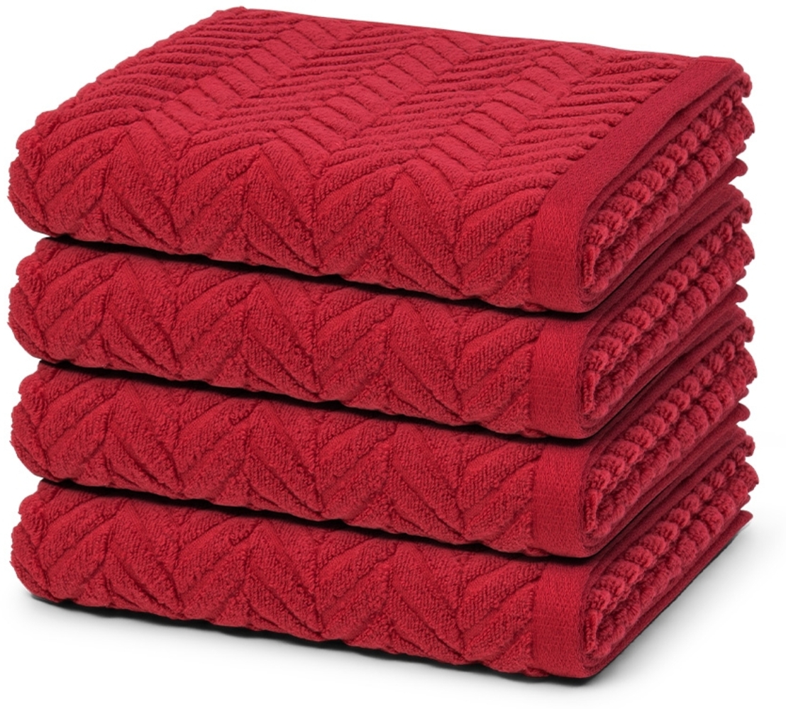 Ross Sensual Skin Zopf 4 tlg. Frottier-Set - 4 X Handtuch (50 X 100cm) - 500 g/m2 - Vino Bild 1