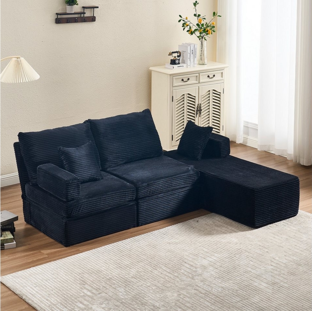 HOMYEDAMIC Ecksofa Ecksofa Doppelsofa with footstool deformierbar, Variante Doppelsofa Ecksofa mit Stauraumbettkasten Bild 1