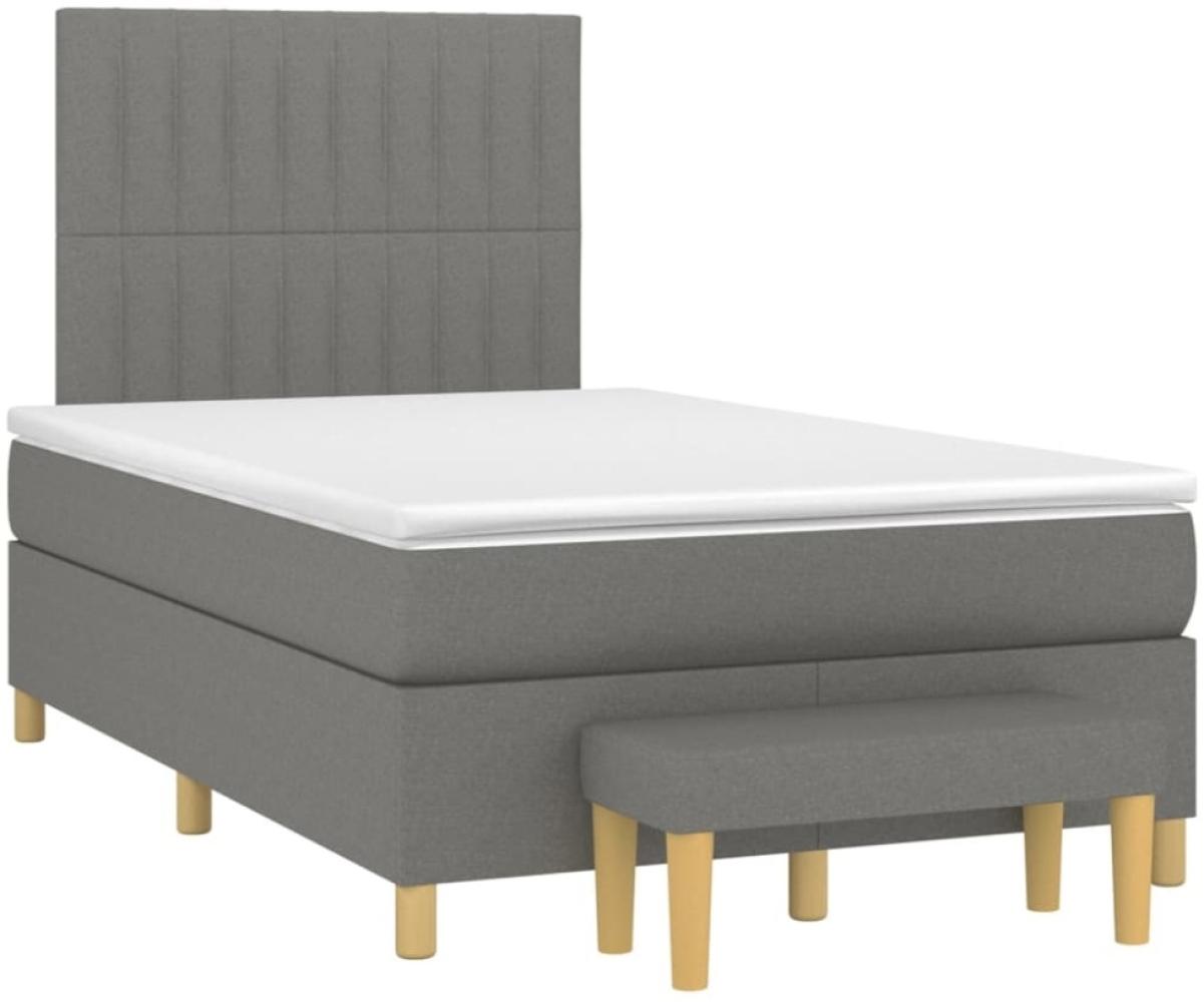 vidaXL Boxspringbett mit Matratze Dunkelgrau 120x190 cm Stoff 3270419 Bild 1