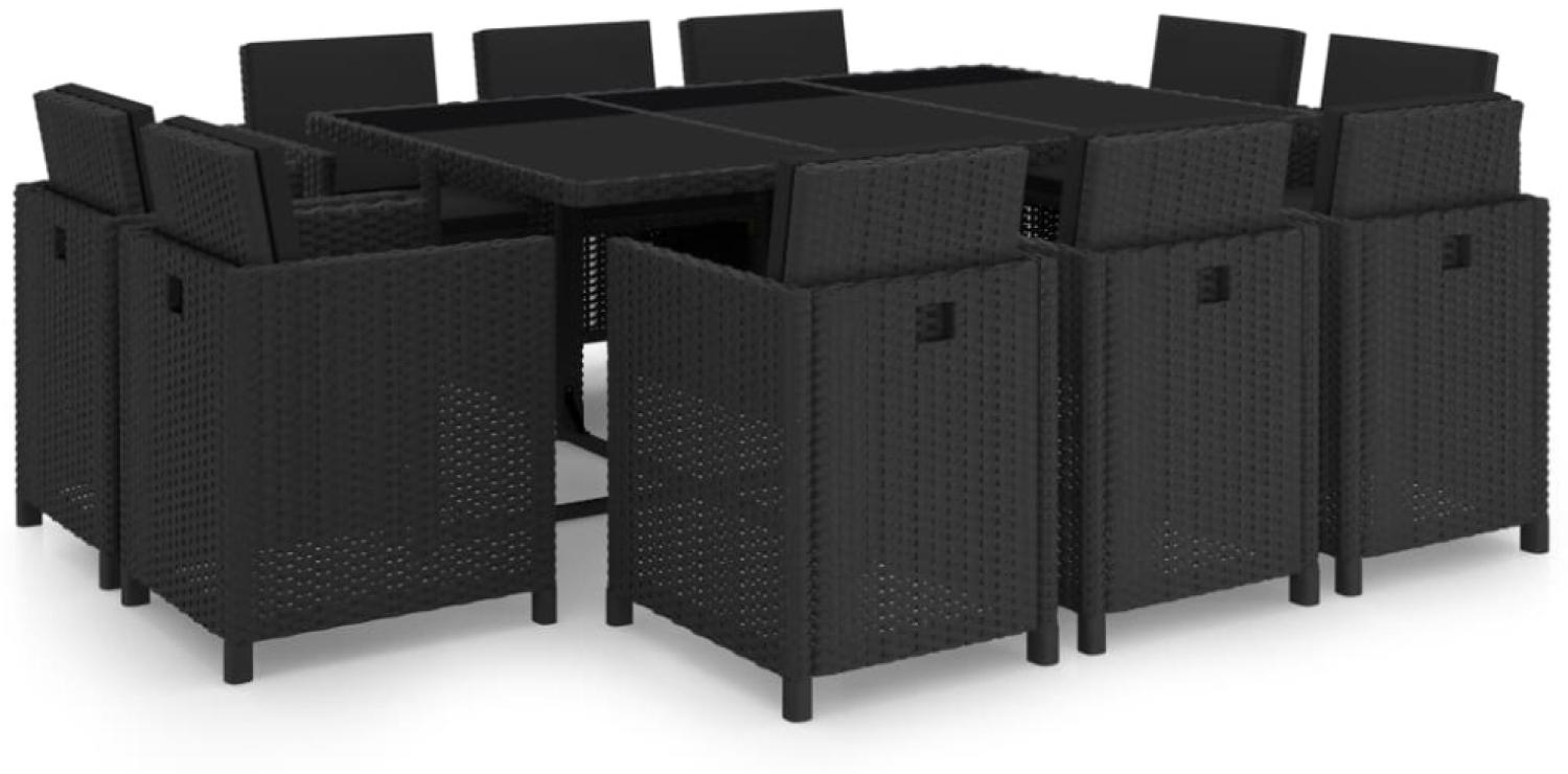vidaXL 11-tlg. Garten-Essgruppe mit Auflagen Poly Rattan Schwarz 46379 Bild 1
