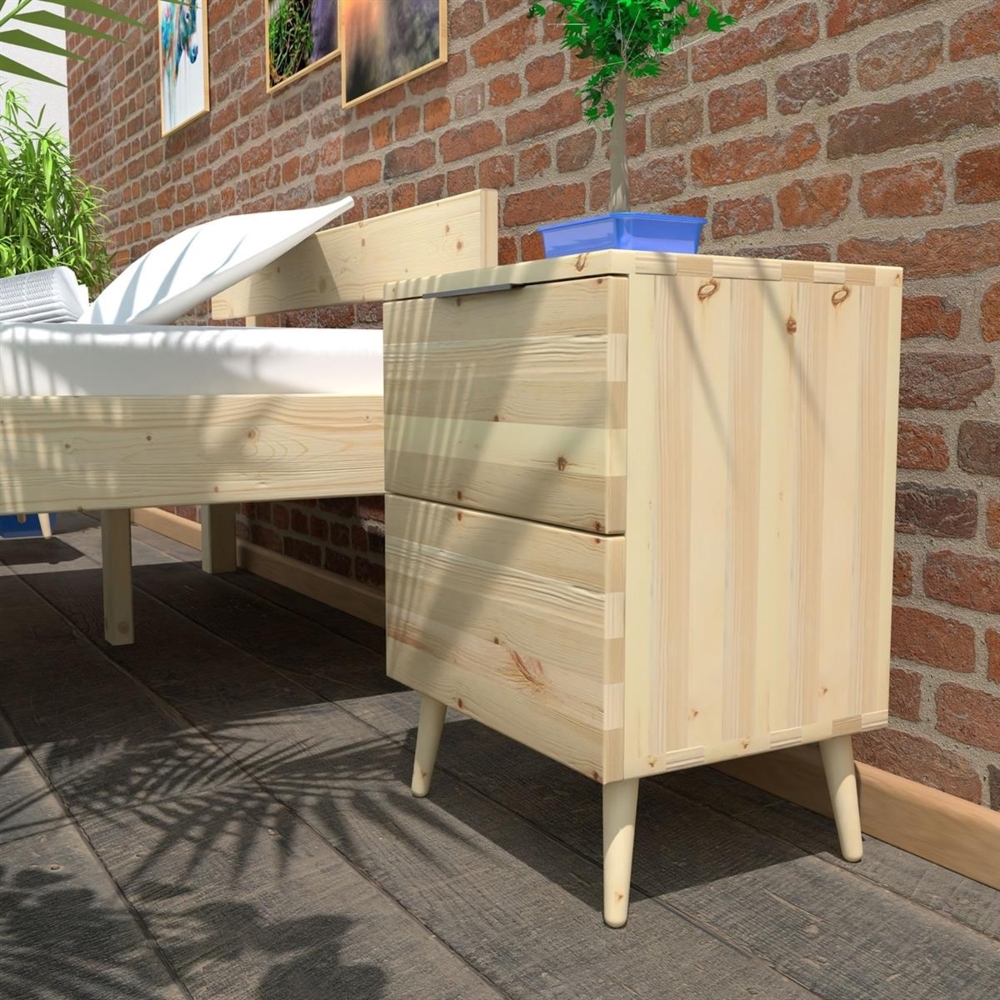 Nachtkästchen mit Schub 2 mit Füße Zirbe Bild 1