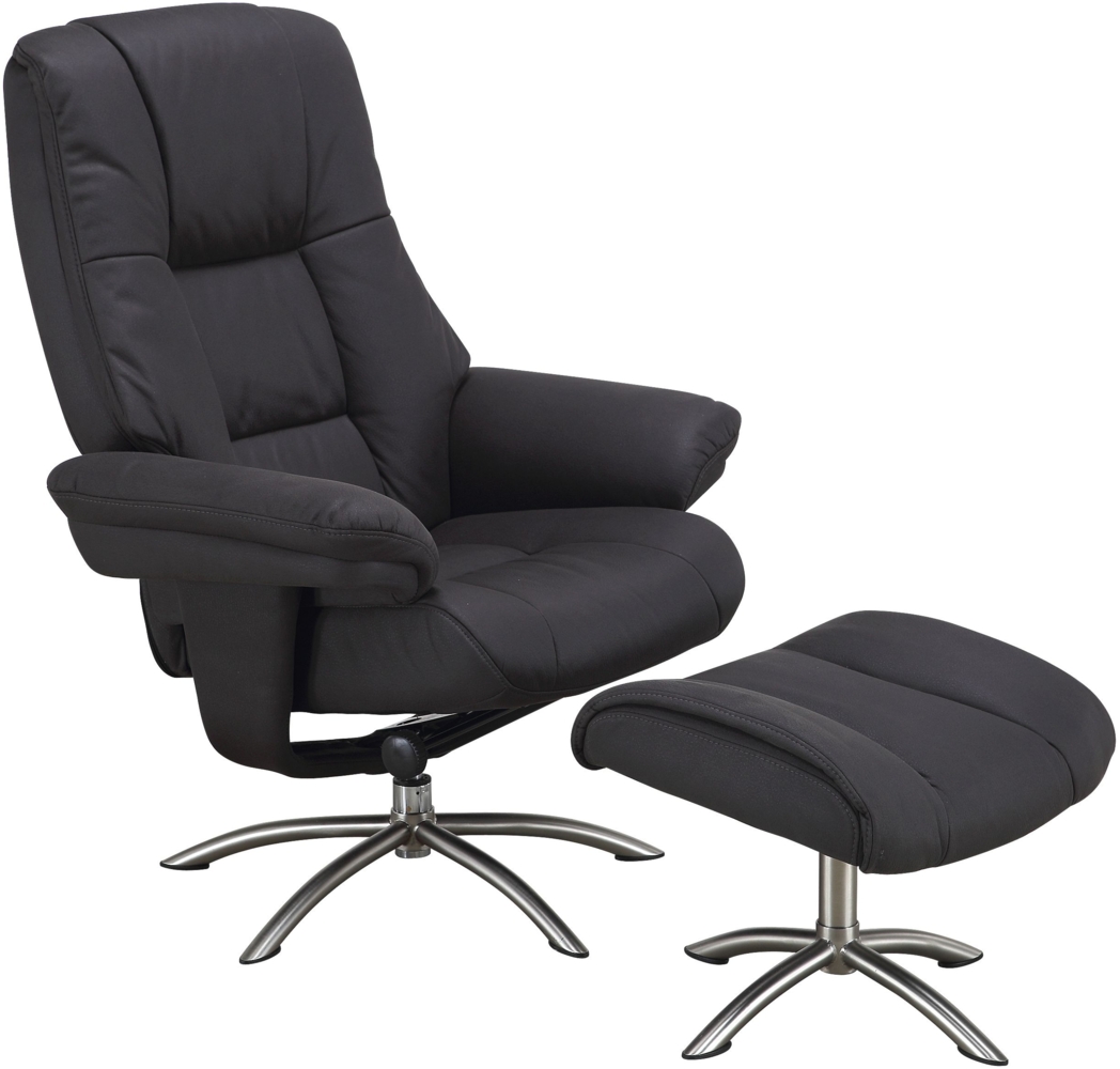 Relaxsessel FM-440 mit Hocker, Mikrofaser schwarz Bild 1