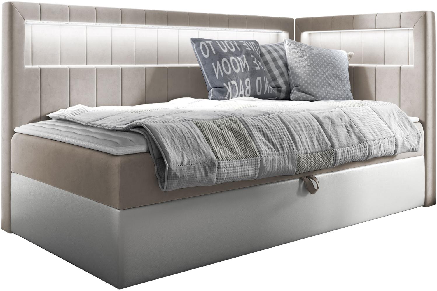 Boxspringbett 'Gladino Junior 3' beige 90 x 200 cm Rechts Bild 1