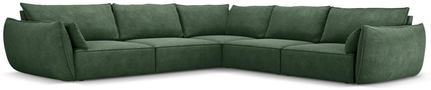 Micadoni 7-Sitzer Symmetrisches Ecksofa Kaelle | Bezug Bottle Green | Beinfarbe Black Plastic Bild 1