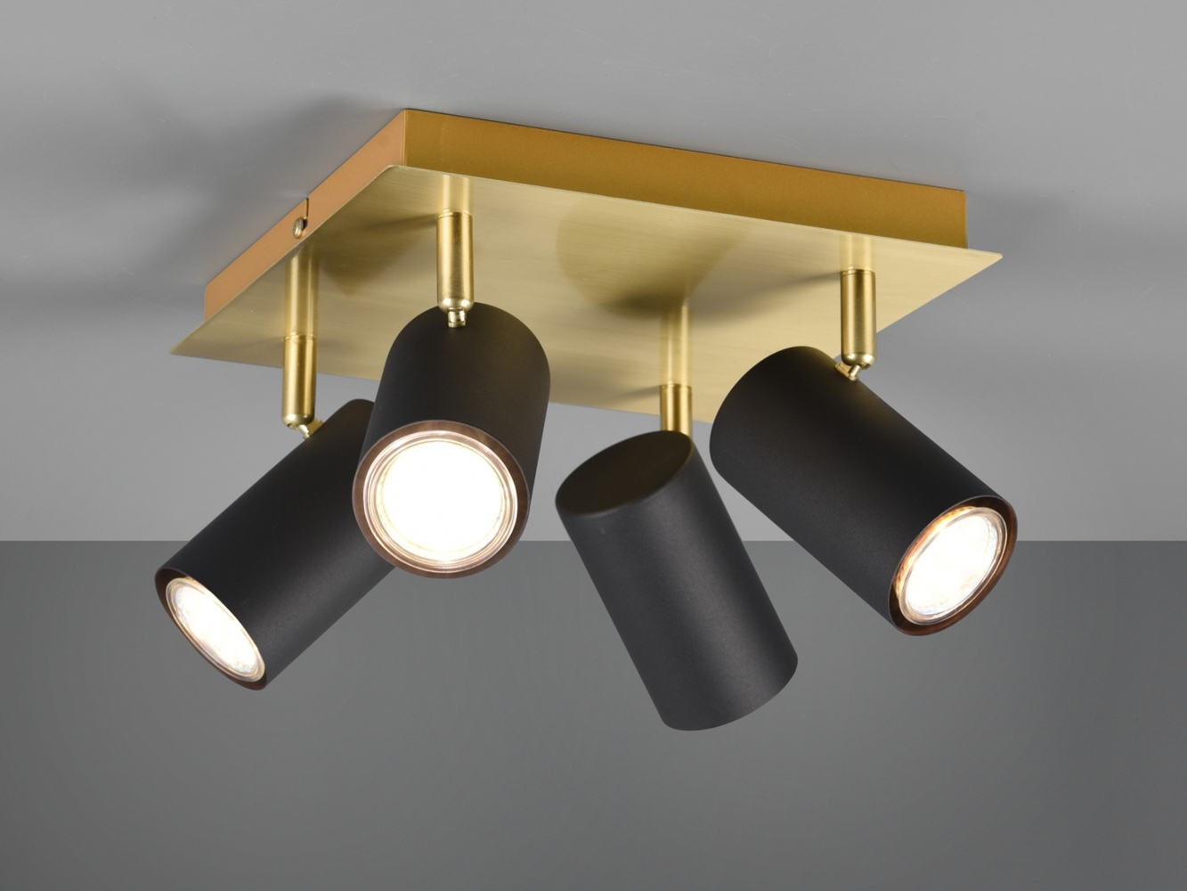 TRIO Leuchten LED Deckenstrahler, Dimmfunktion, LED wechselbar, Warmweiß, kleine Decken-lampe innen, stylische Lichtspots Schwarz Gold-en, Ø24cm Bild 1