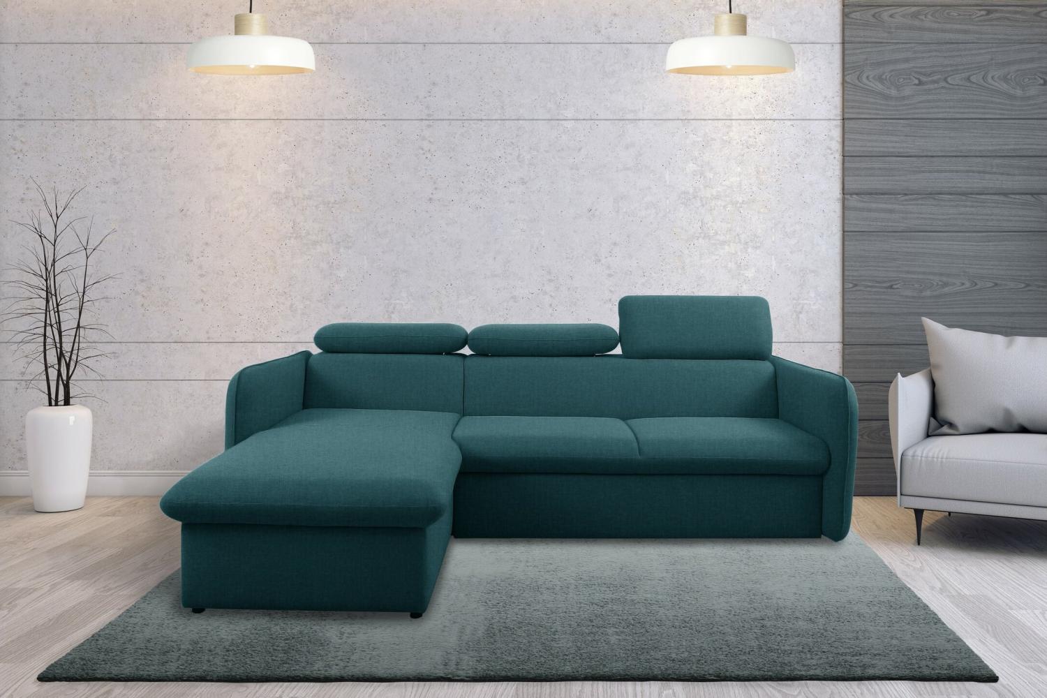 Stylefy Amerigo Ecksofa Links Strukturstoff Dunkeltürkis Bild 1