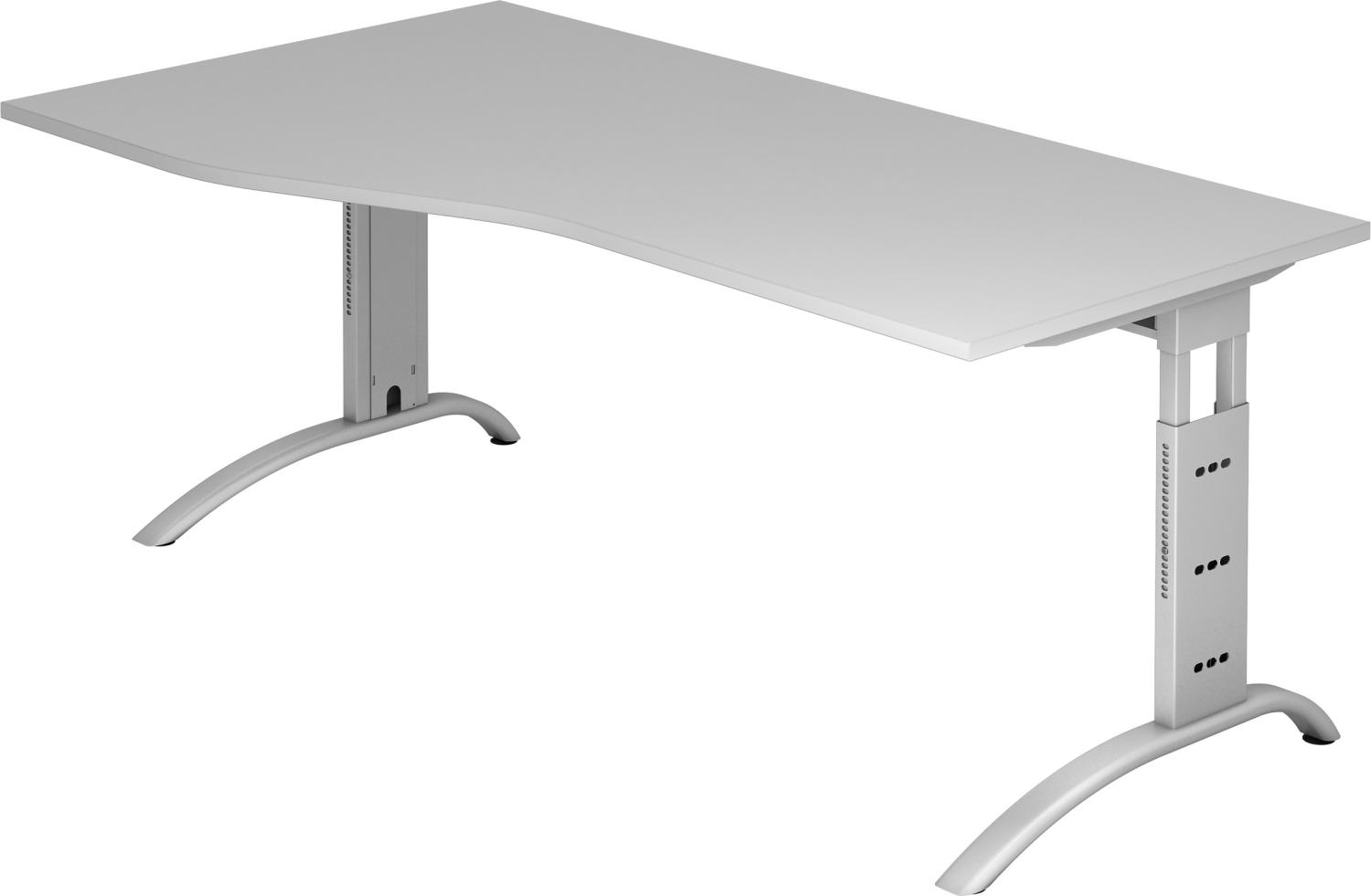 bümö manuell höhenverstellbarer Schreibtisch 180x100 cm in grau - PC Tisch höhenverstellbar & groß, höhenverstellbarer Tisch Büro, großer Computertisch verstellbar, F-Serie, FS-18-5-S Bild 1