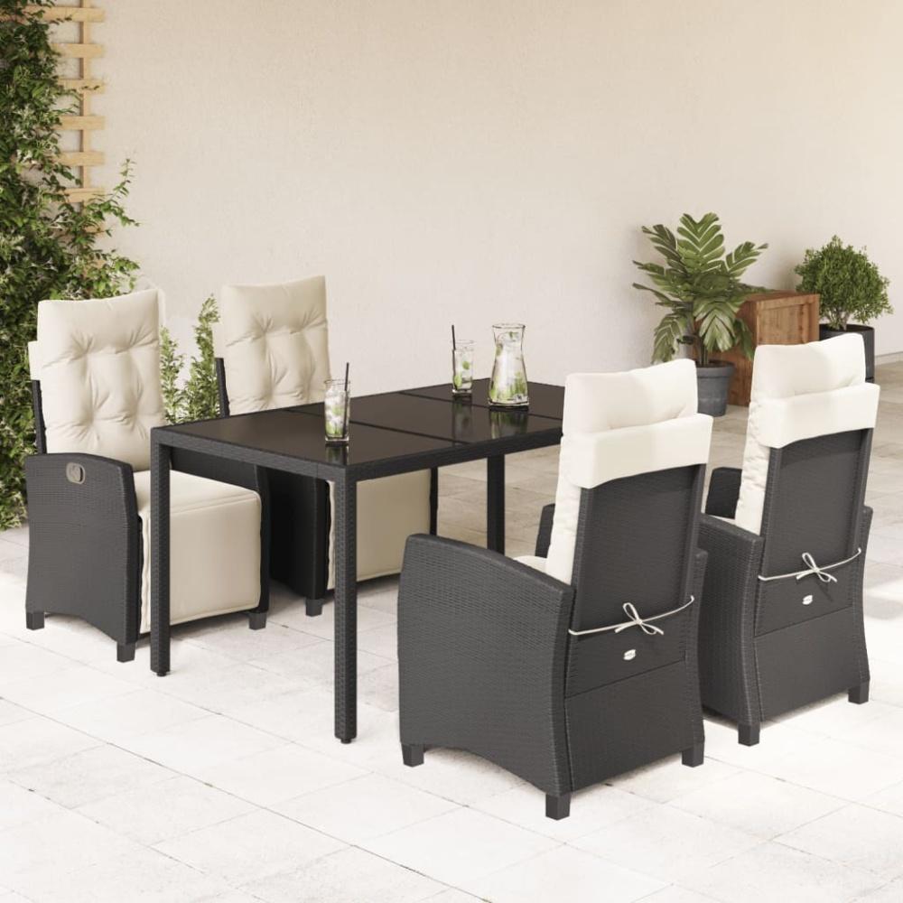 vidaXL 5-tlg. Garten-Essgruppe mit Kissen Schwarz Poly Rattan 3212884 Bild 1