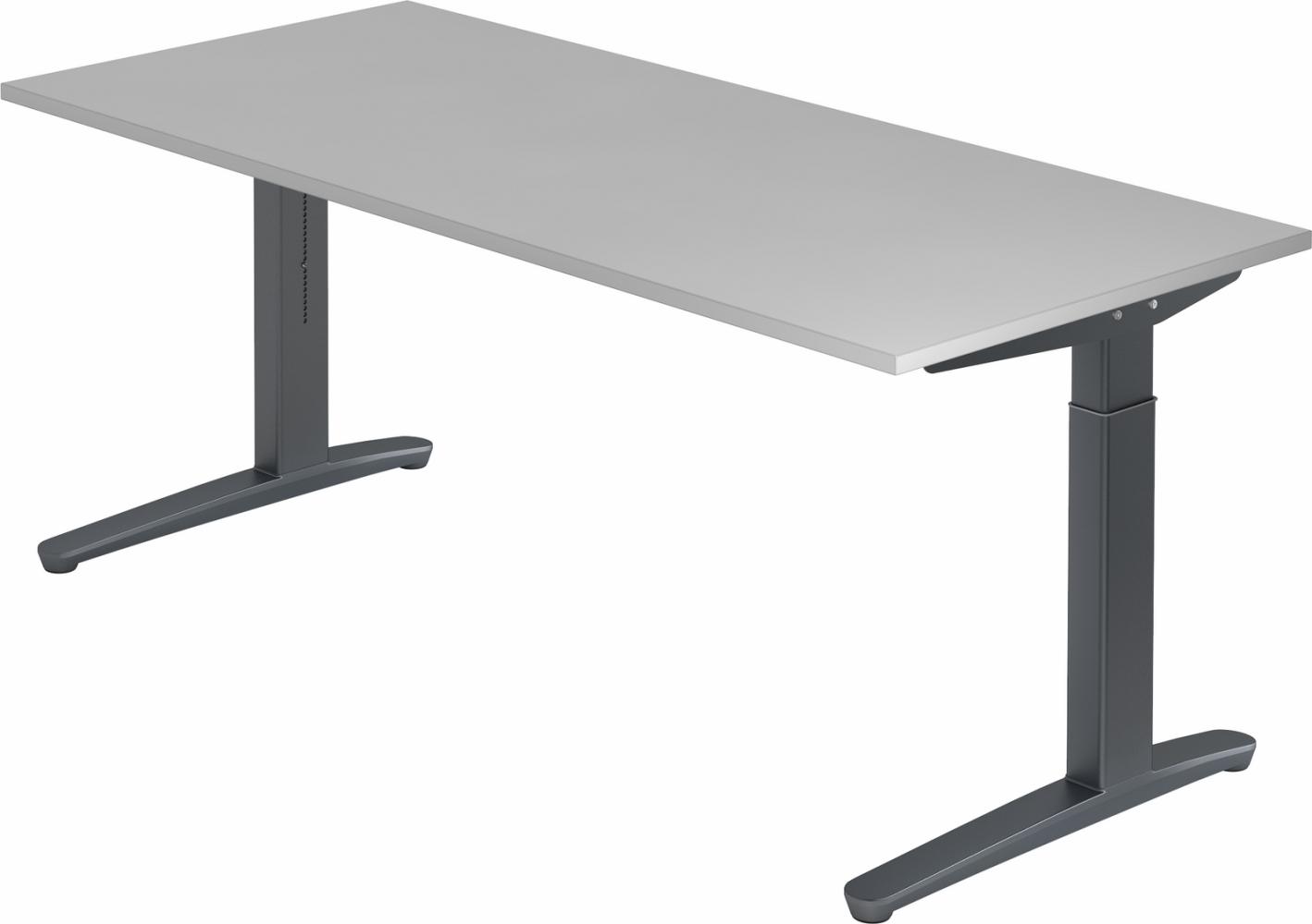 bümö® Design Schreibtisch XB-Serie höhenverstellbar, Tischplatte 200 x 100 cm in grau, Gestell in graphit Bild 1