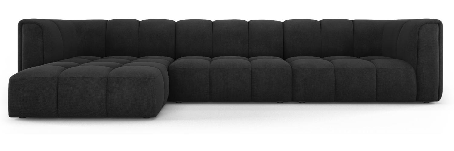 Micadoni Modulares Ecksofa Serena 5-Sitzer Strukturierter Stoff, Schwarz, Links Bild 1