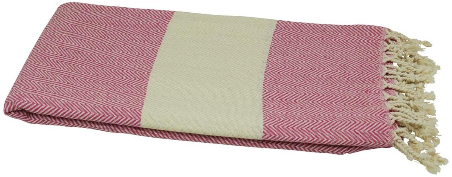 Hamamtuch pink naturbeige Zickzack Bild 1