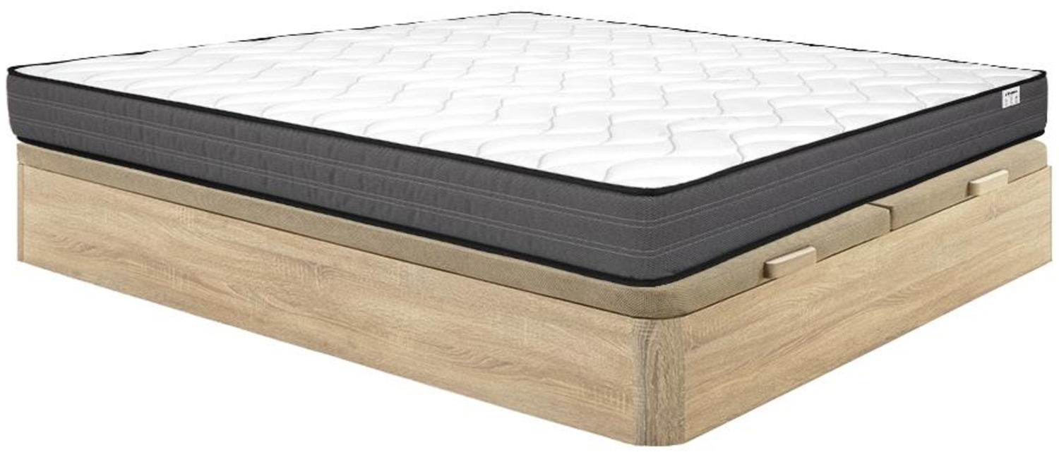 Vente-unique - Komplett-Set - 180 x 200 cm - Bettgestell mit Bettkasten + Taschenfederkernmatratze - Stärke 20 cm - Holzfarben hell - AMBRACIE von YSMÉE Bild 1