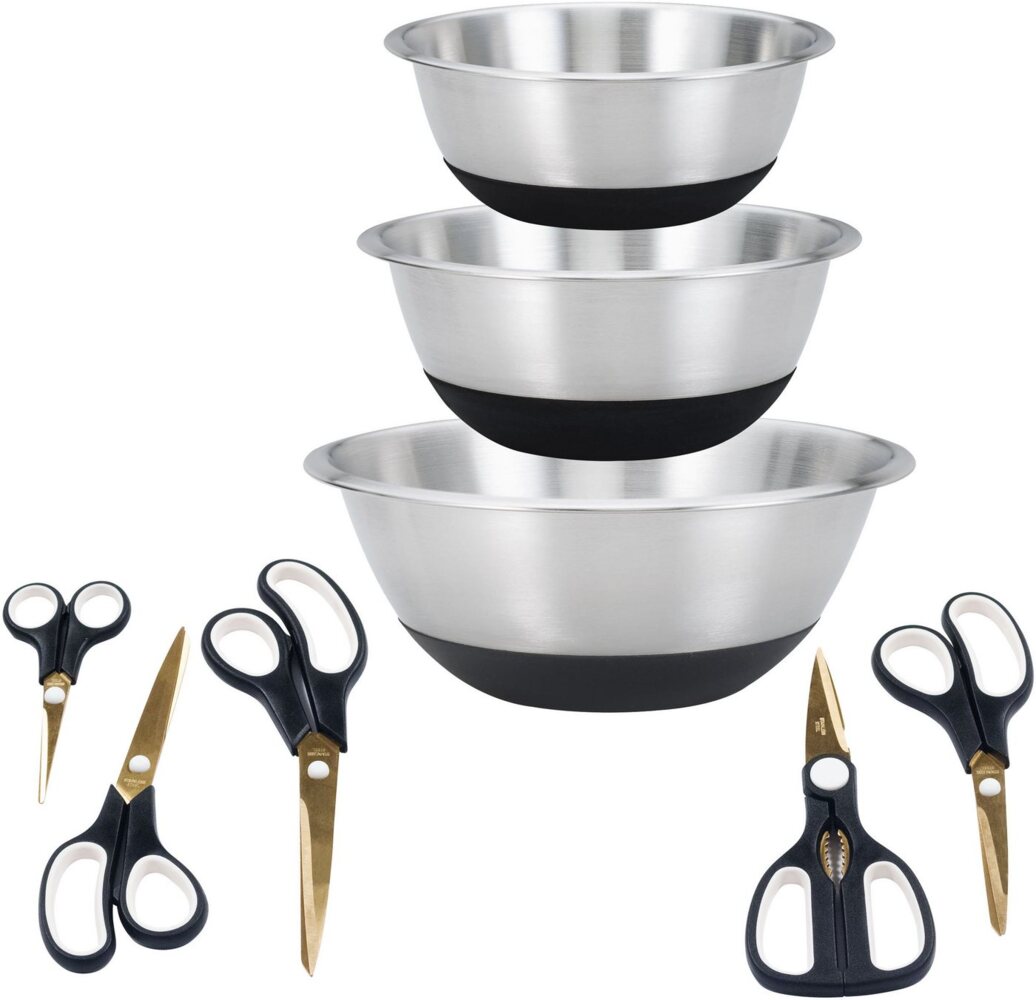 KING Schüssel EASYCUT, Edelstahl, (Set, 8-tlg), 3 Schüsseln aus Edelstahl, 5 Scheren Bild 1