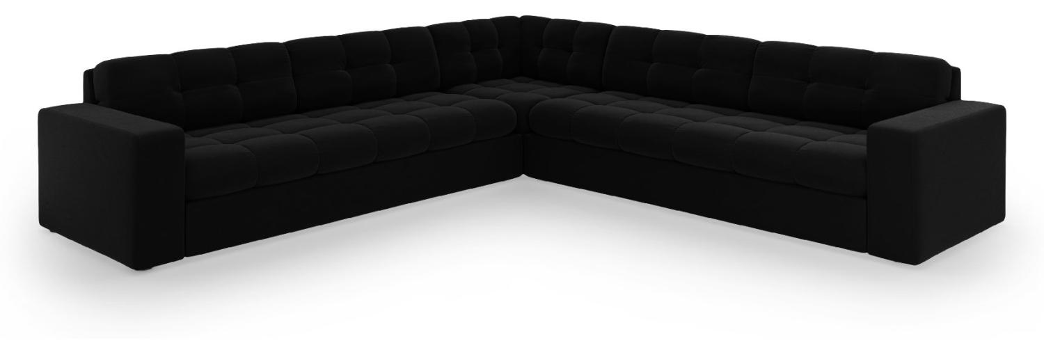 Micadoni Symmetrisches Ecksofa Justin 5-Sitzer Samtstoff Schwarz Bild 1