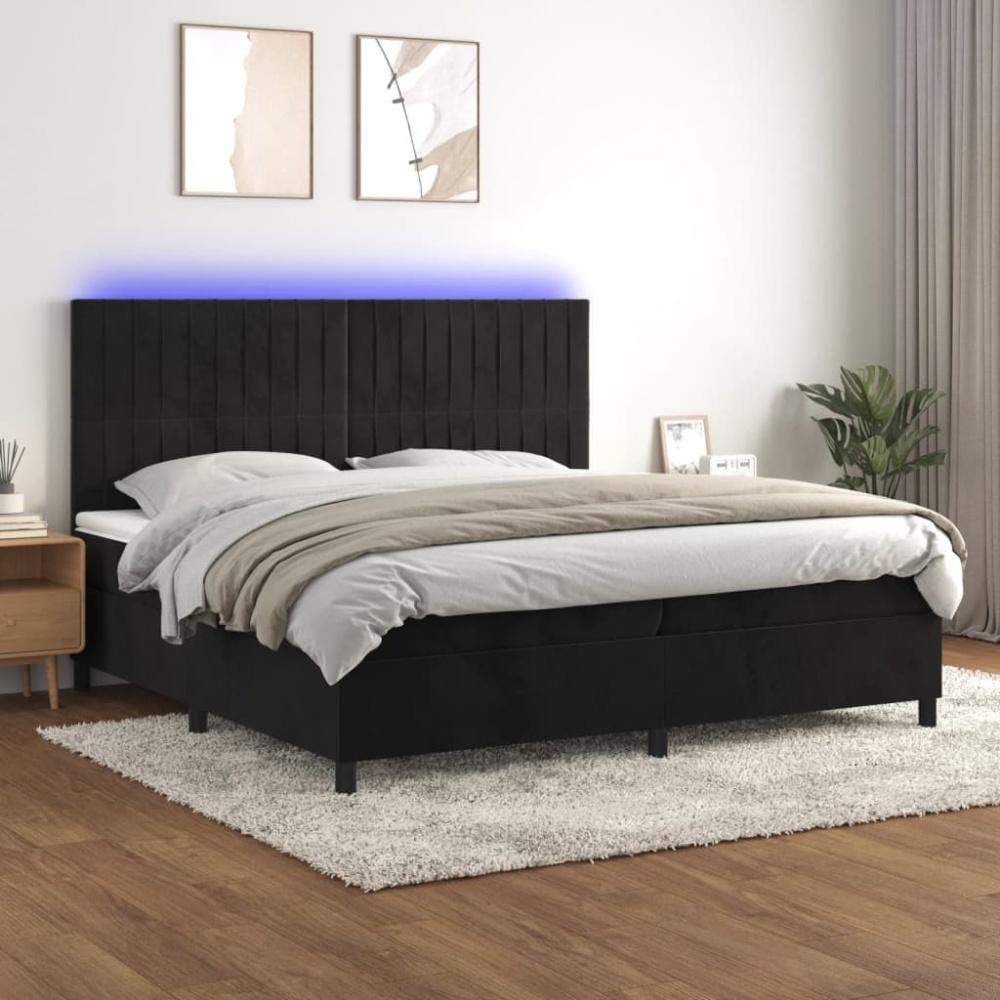 vidaXL Boxspringbett mit Matratze & LED Schwarz 200x200 cm Samt 3136265 Bild 1