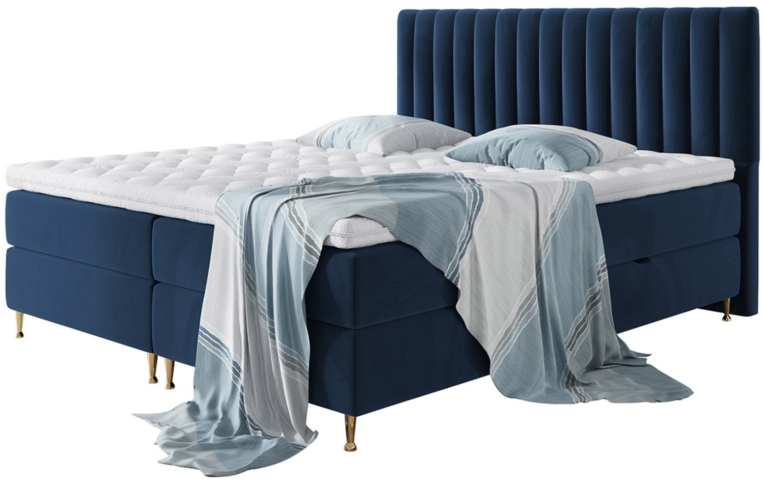 Mirjan24 Boxspringbett Nerpa, Blau, 160x200 cm Bild 1