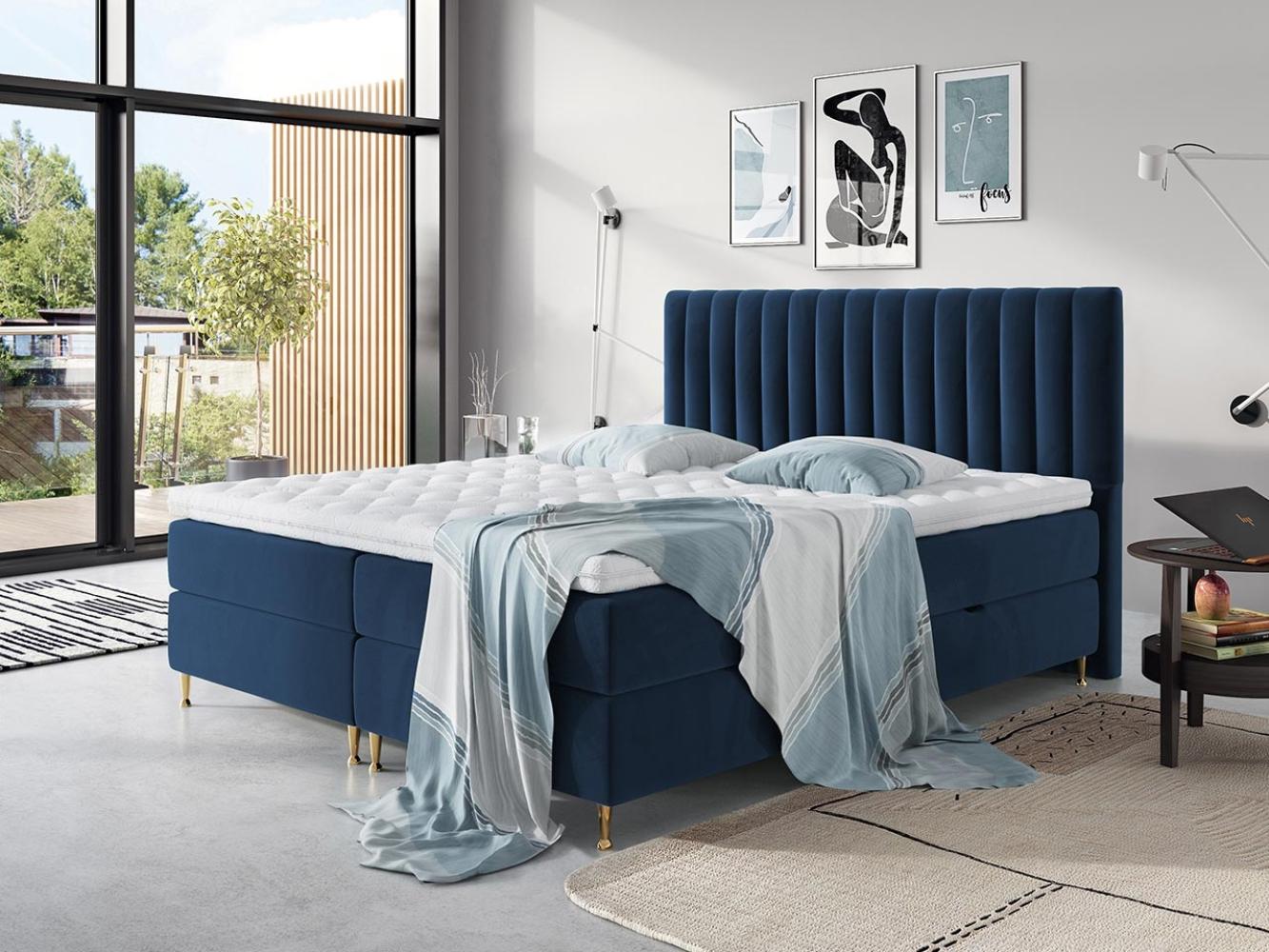 Mirjan24 Boxspringbett Nerpa, Blau, 160 x 200 cm Bild 1