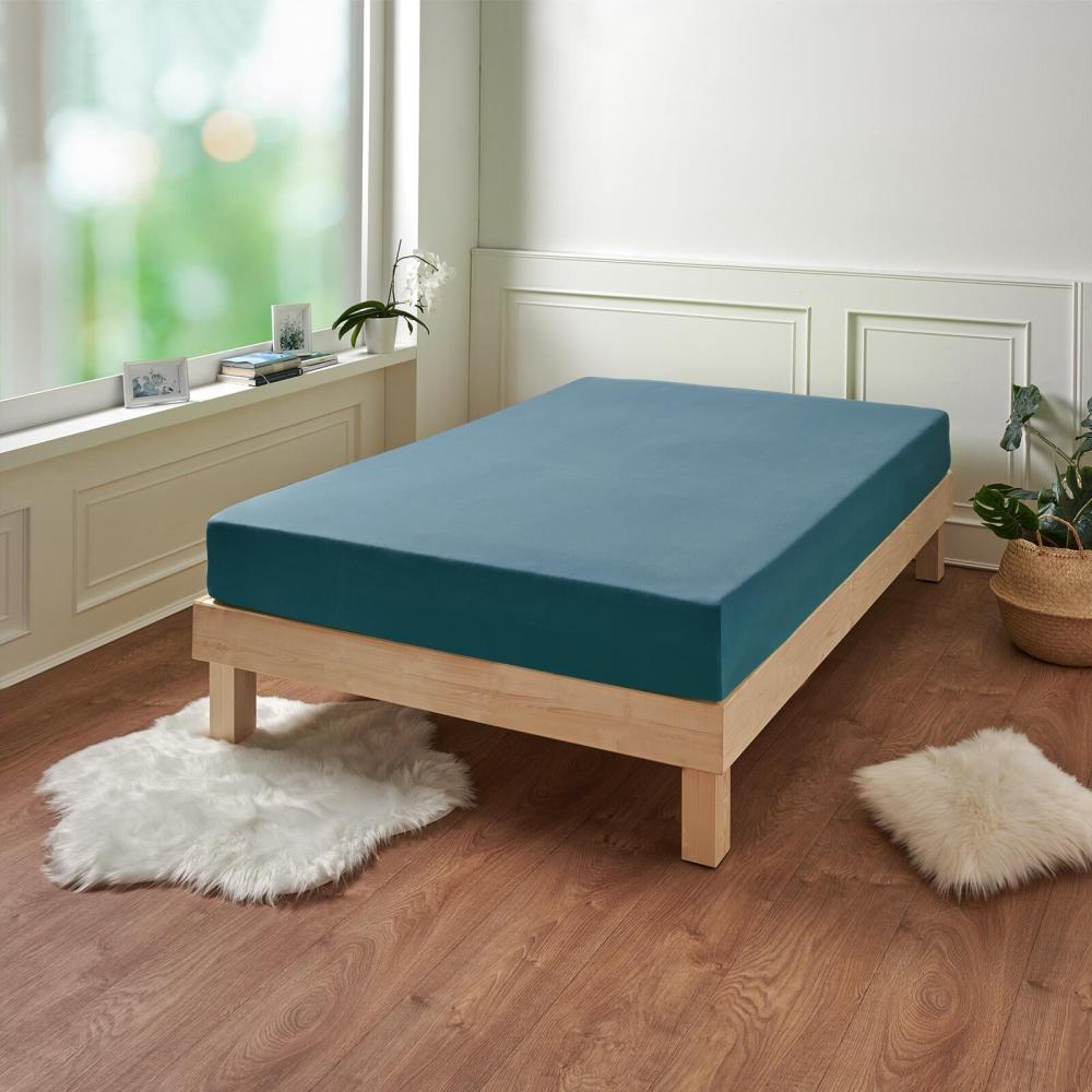 Traumschlaf Premium Interlock Spannbettlaken|90x220 cm - 100x220 cm| rauchblau Bild 1