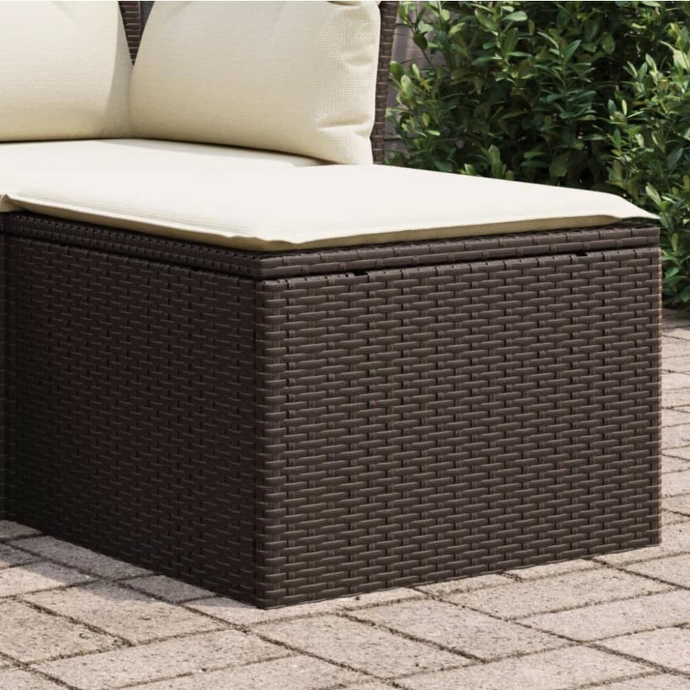 vidaXL Gartenhocker mit Kissen Braun 55x55x37 cm Poly Rattan 366204 Bild 1