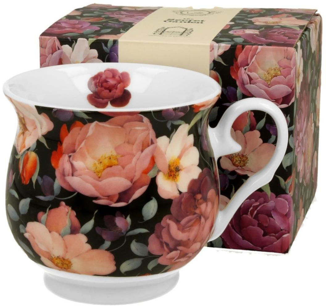 DUO FLORAL Retro Becher 500 ml SPRING ROSES BLACK New Bone China Porzellan Bild 1