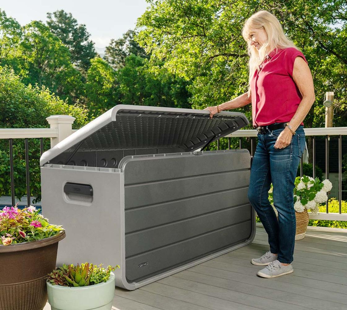 Lifetime Kunststoff Gartenbox Space XL | 625 L | Kissenbox & Auflagenbox | Grau | 72x146x77 cm Bild 1