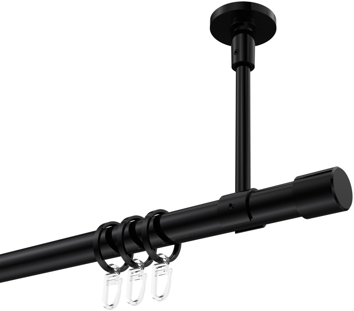 Gardinenstangen-Set Sonette Santo 520 cm (geteilt in 4 x 130 cm), 1-läufig, 20 mm Ø Schwarz Bild 1