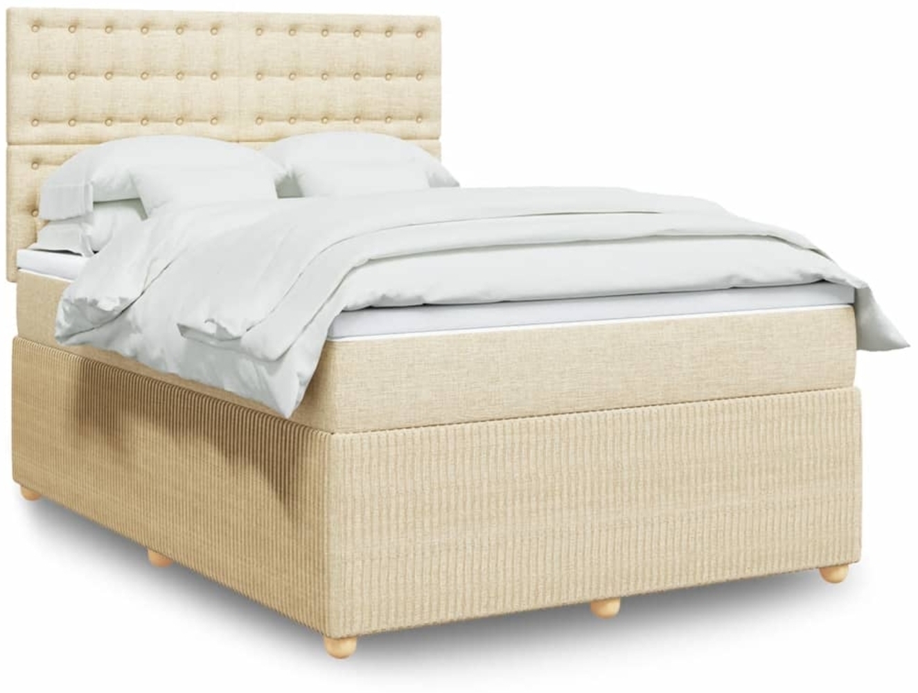 vidaXL Boxspringbett mit Matratze Creme 140x200 cm Stoff 3294398 Bild 1