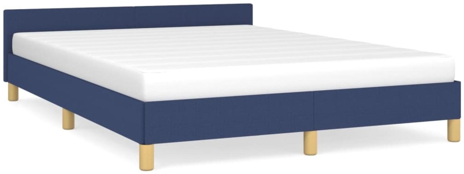 vidaXL Bettgestell mit Kopfteil ohne Matratze Blau 140x190 cm Stoff 347413 Bild 1