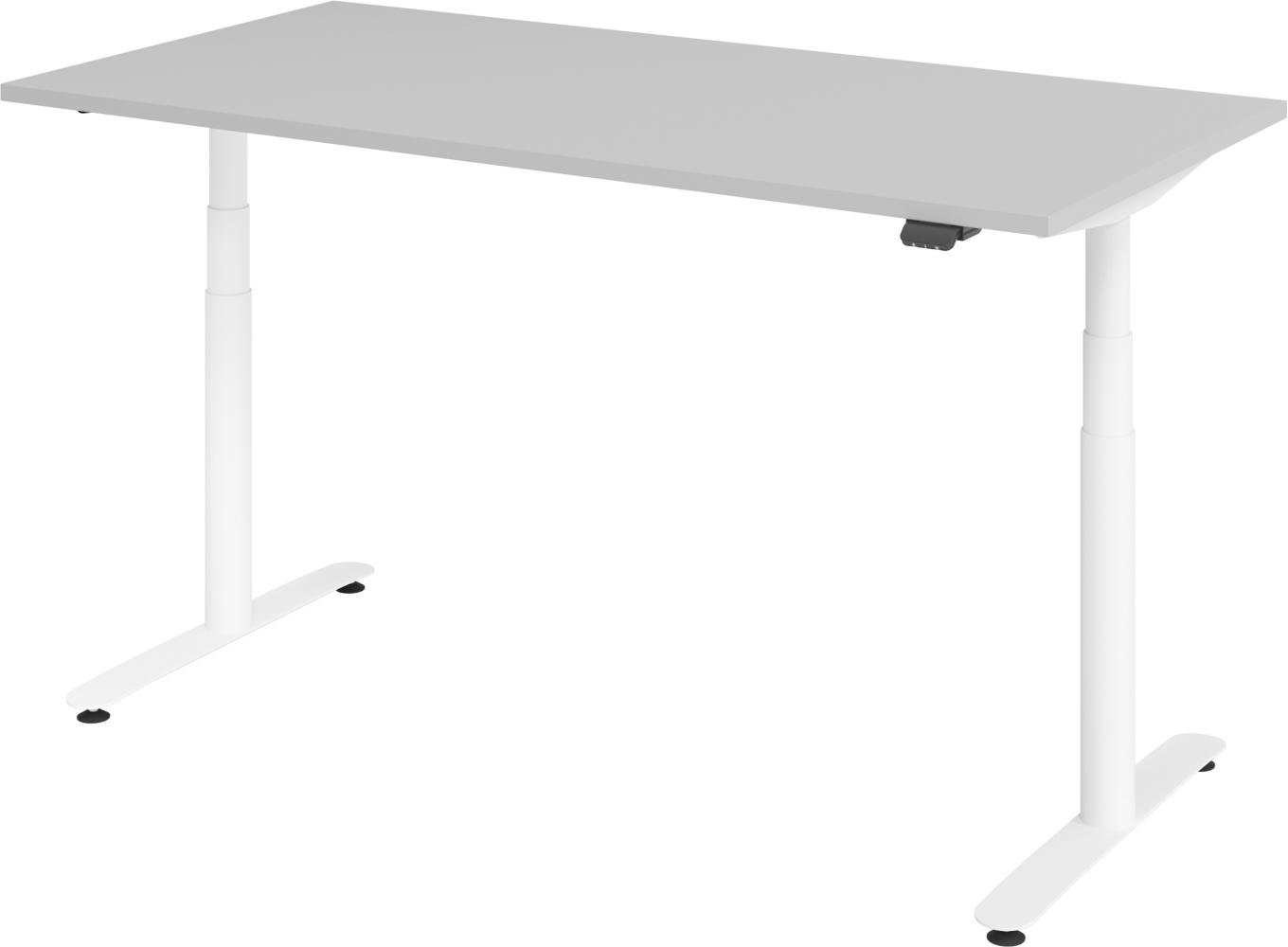 bümö® smarter Schreibtisch Serie-XDLR elektrisch höhenverstellbar mit App-Steuerung 160 x 80 cm in Grau / Weiß Bild 1