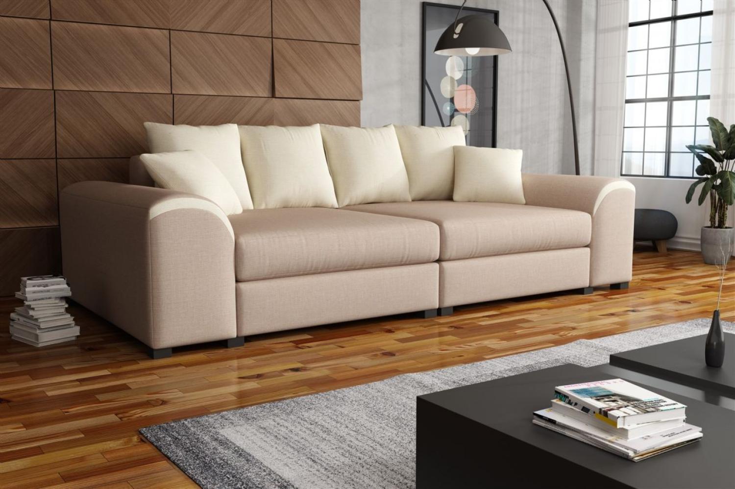 Big Sofa Couchgarnitur WELLS Megasofa Sofa in Cappuccino-Creme Bild 1