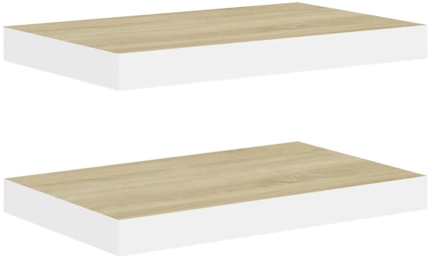 vidaXL Schweberegale 2 Stk. Eichen-Optik und Weiß 50x23x3,8 cm MDF 326574 Bild 1